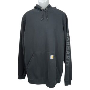 Carhartt Rain Defender Men’s‎ Large Black Loose Fit Pullover Hoodie Logo Sleeve